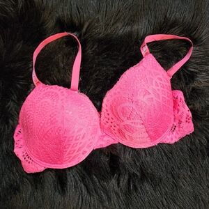 bebe Sexy Hot Pink Lightly Padded Underwire Bra 38C